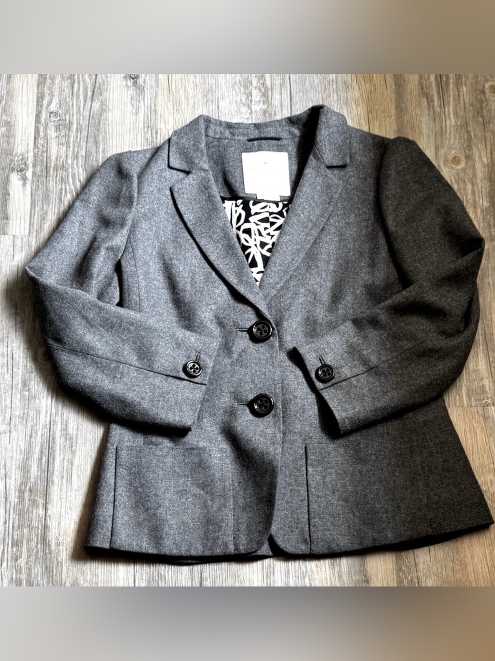 Kate Spade New York Grey Wool Bow-Back Blazer